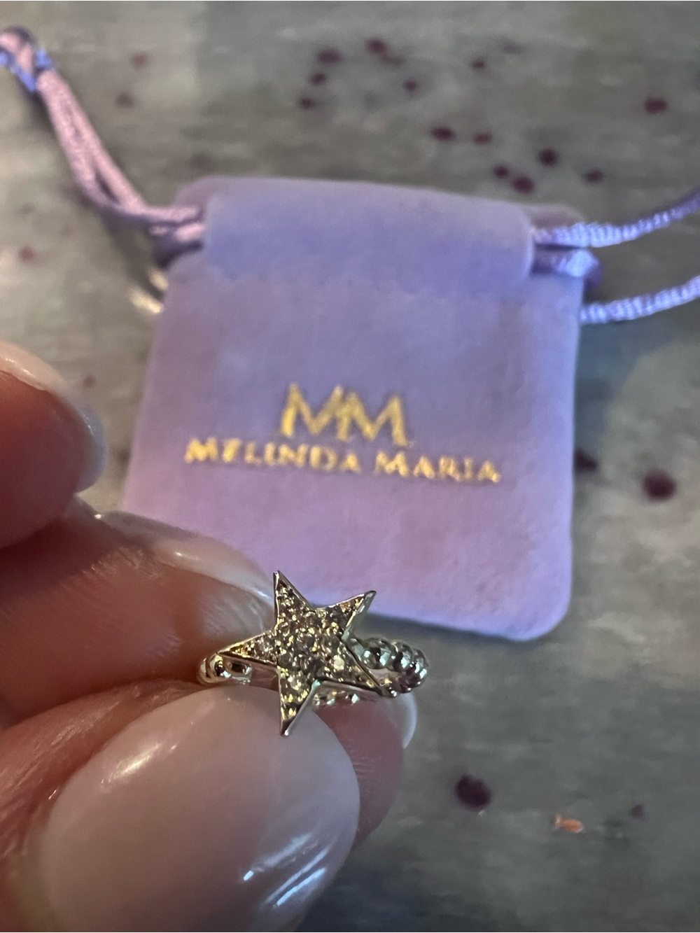 Melinda Maria Gold Star Pavé Ear Cuff with Clear Crystals